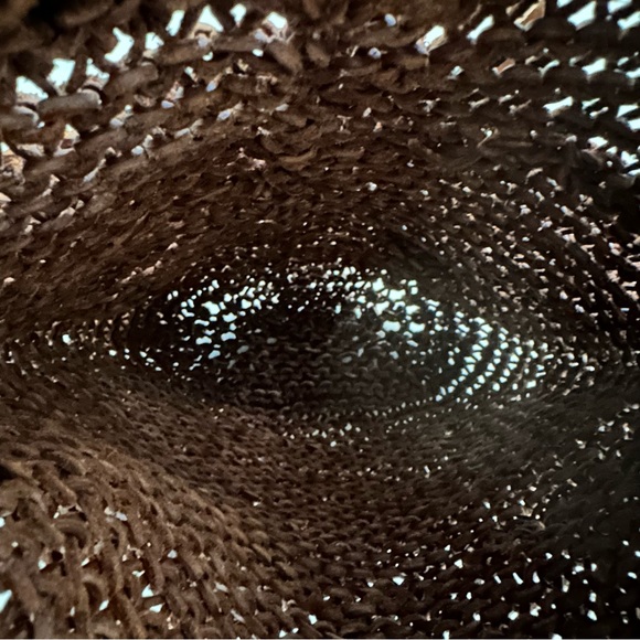 Vintage Ralph Lauren Hand Knit Open Weave Leather Backpack Dark Chocolate Brown - Picture 8 of 8